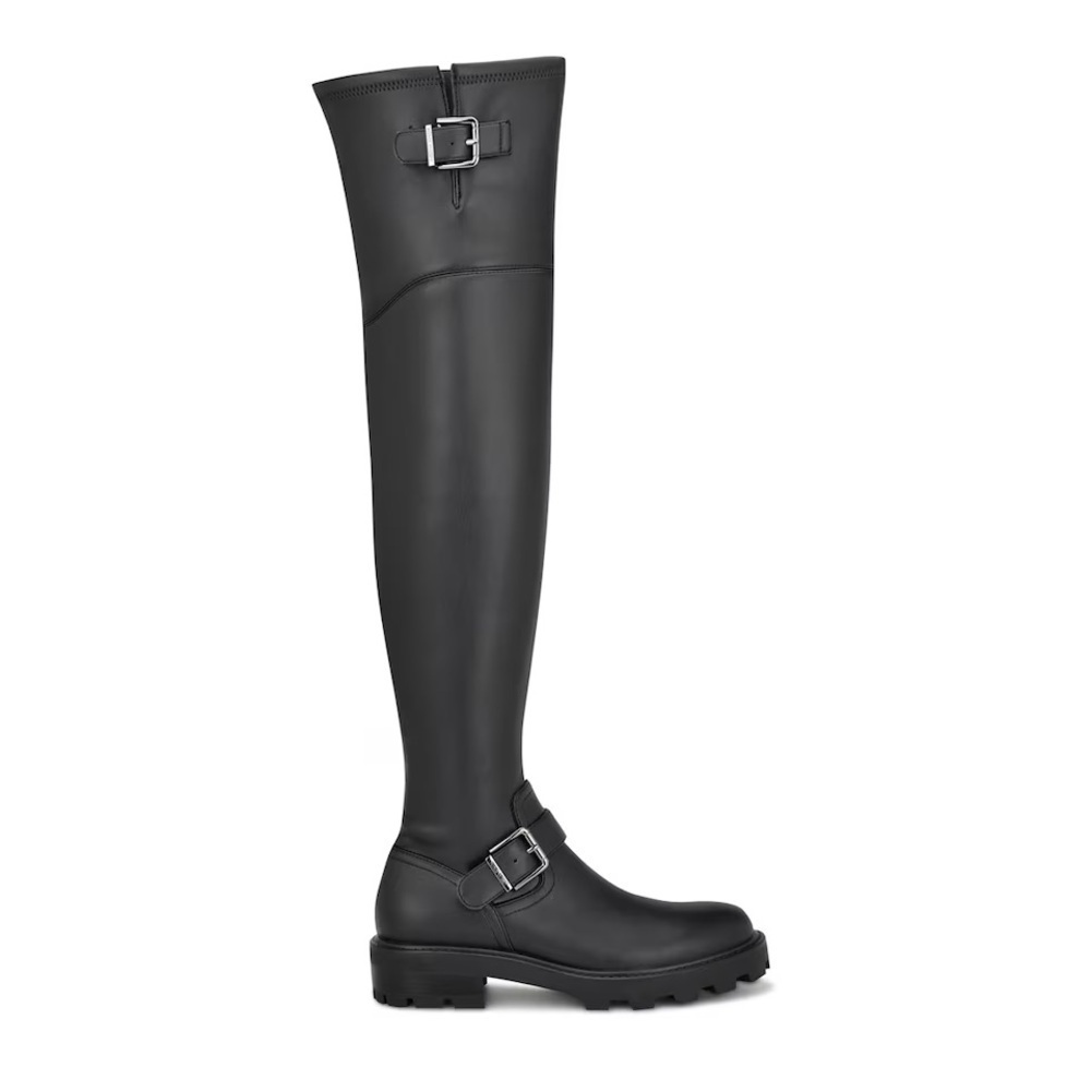 NWOT Nine West Nans Faux Leather Over-The-Knee OTK Pull-On Lug Sole Boot 7.5 - Picture 2 of 12